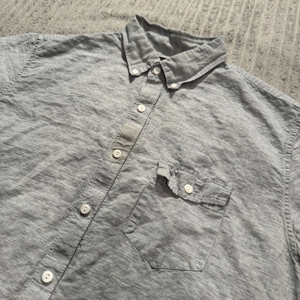 J.Crew‎ Shirt Mens L Blue Linen Cotton Baird McNutt Summer Vacation Breathable